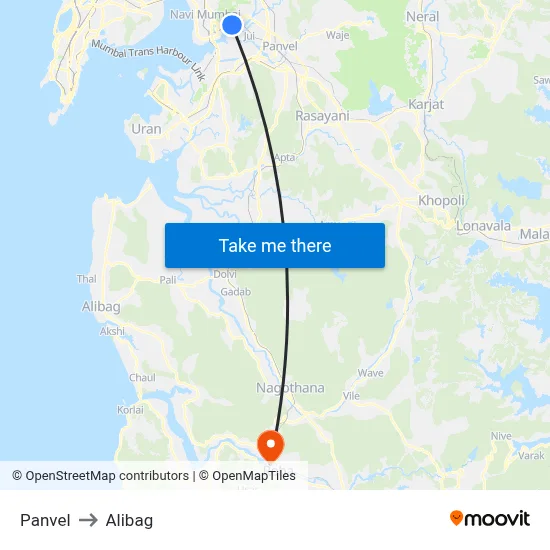 पनवेल to अलीबाग map