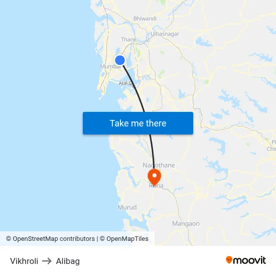 Vikhroli to Alibag map