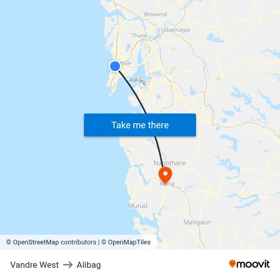 Vandre West to Alibag map