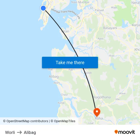 Worli to Alibag map