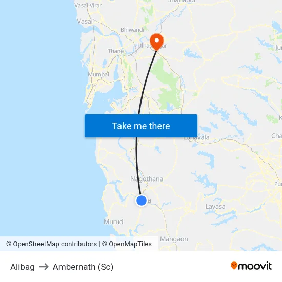 Alibag to Ambernath (Sc) map
