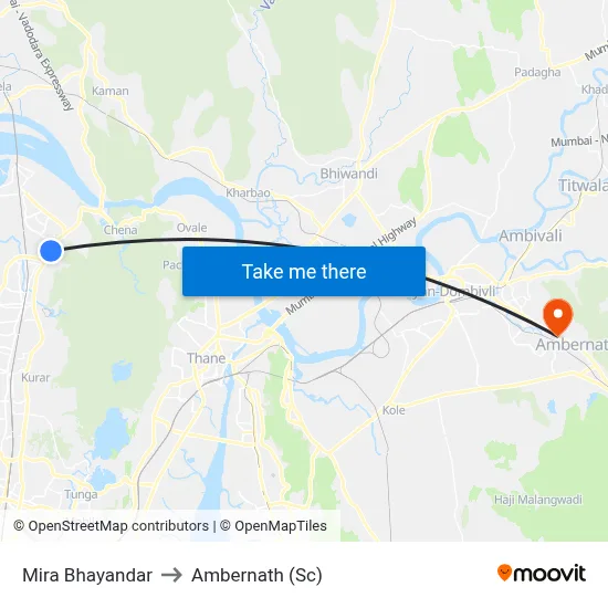 Mira Bhayandar to Ambernath (Sc) map