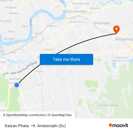 Kalyan Phata to Ambernath (Sc) map