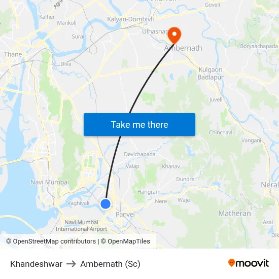 Khandeshwar to Ambernath (Sc) map