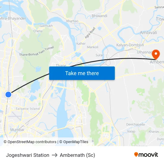 Jogeshwari Station to Ambernath (Sc) map