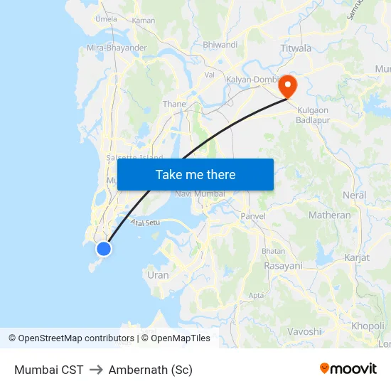 Mumbai CST to Ambernath (Sc) map