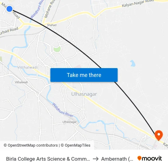Birla College Arts Science & Commerce to Ambernath (Sc) map