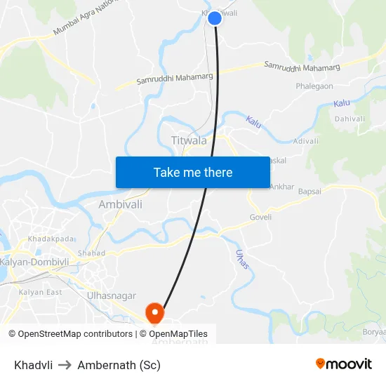 Khadvli to Ambernath (Sc) map