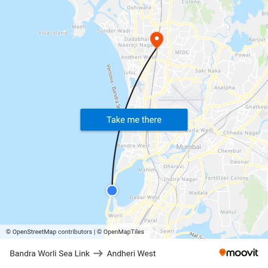 Bandra Worli Sea Link to Andheri West map