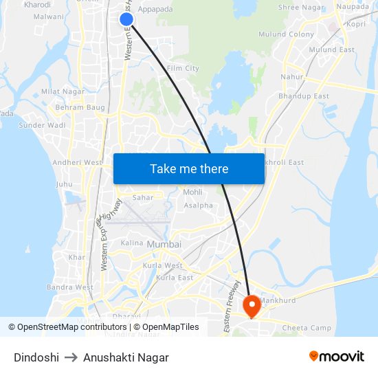 Dindoshi to Anushakti Nagar map