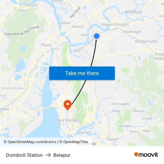 Dombivli Station to Belapur map