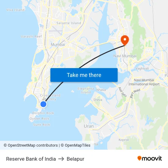 Reserve Bank of India to Belapur map