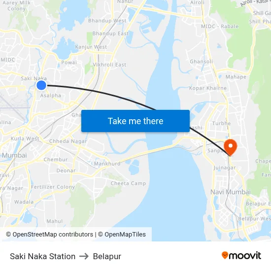Saki Naka Station to Belapur map