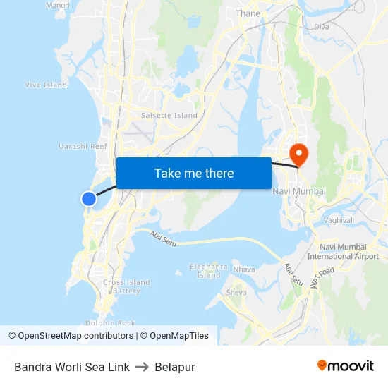Bandra Worli Sea Link to Belapur map