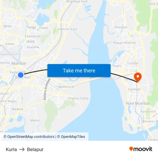 Kurla to Belapur map