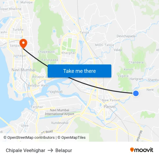Chipale Veehighar to Belapur map