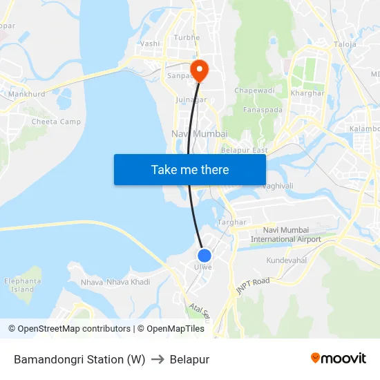 Bamandongri Station (W) to Belapur map