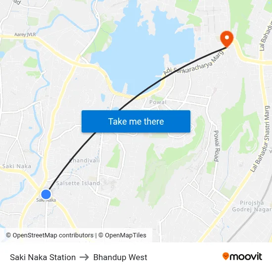 Saki Naka Station to Bhandup West map