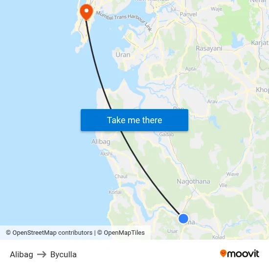 Alibag to Byculla map