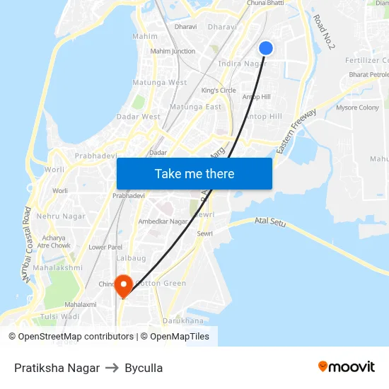 प्रतिक्षा नगर to भायखला map