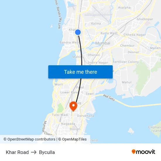 खार रोड to भायखला map