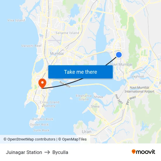 Juinagar Station to Byculla map