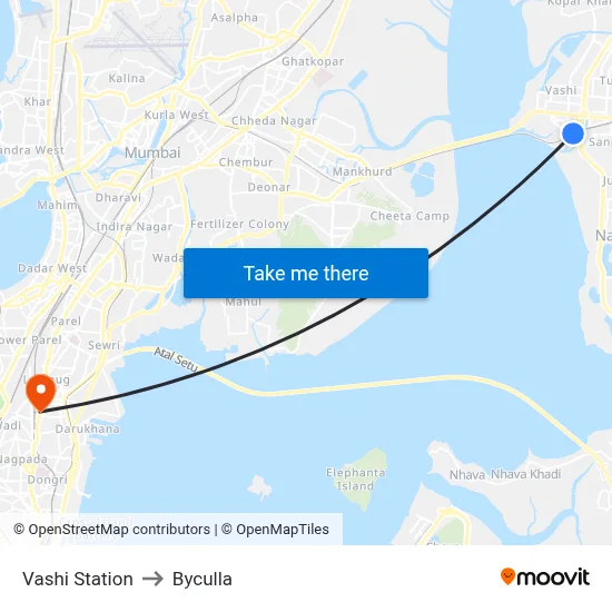 Vashi Station to Byculla map