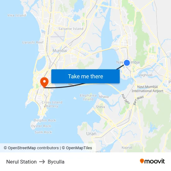 Nerul Station to Byculla map