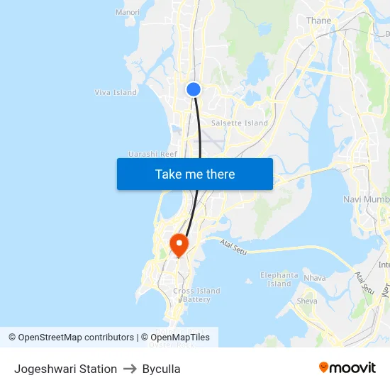 Jogeshwari Station to Byculla map