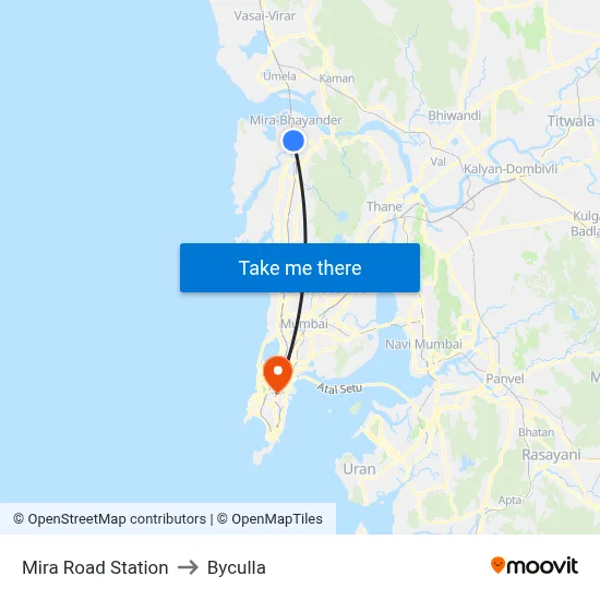 Mira Road Station to Byculla map