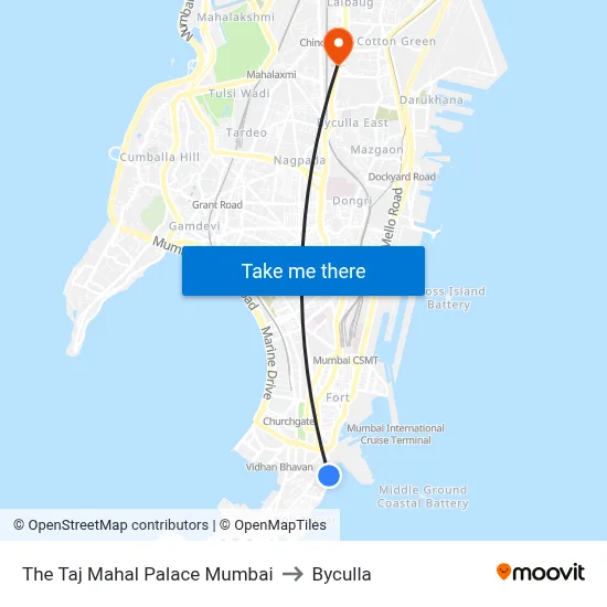 The Taj Mahal Palace Mumbai to Byculla map