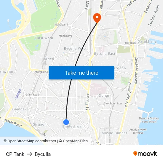 CP Tank to Byculla map