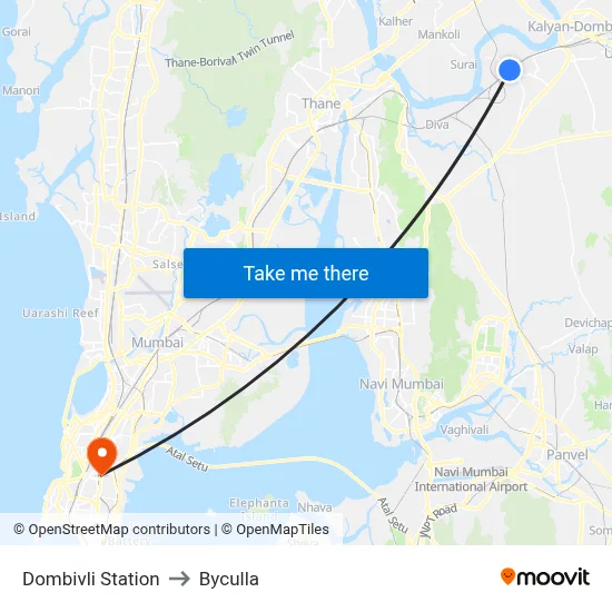 Dombivli Station to Byculla map