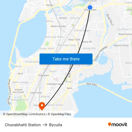 Chunabhatti Station to Byculla map