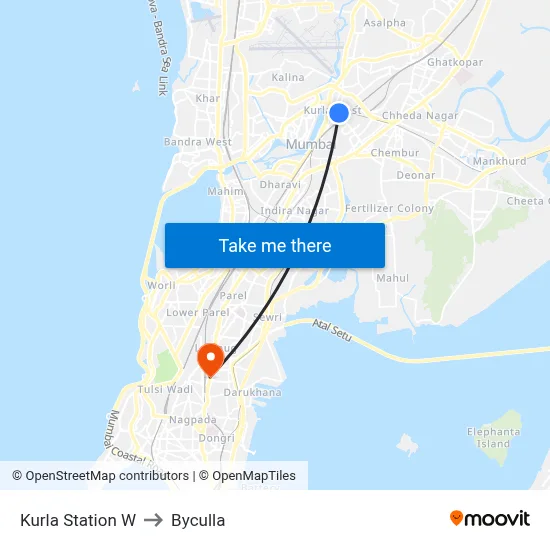 कुर्ला स्टेशन डब्ल्यू to भायखला map