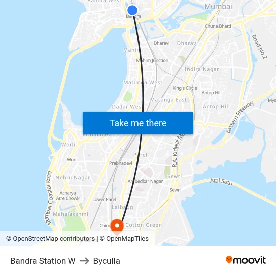 Bandra Station W to Byculla map