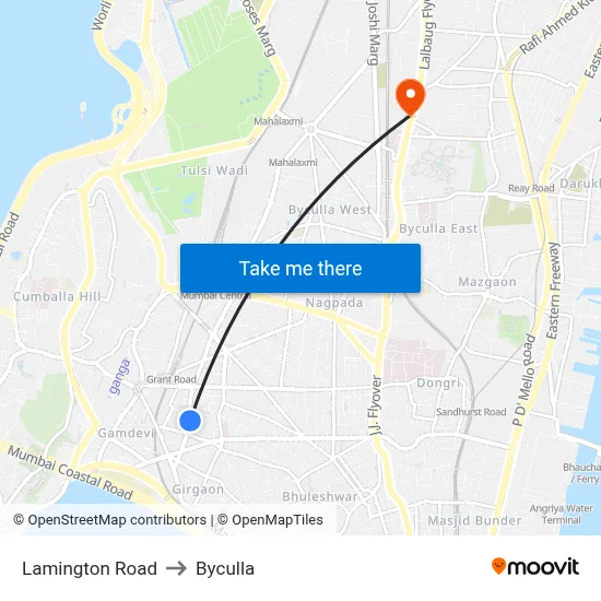 Lamington Road to Byculla map