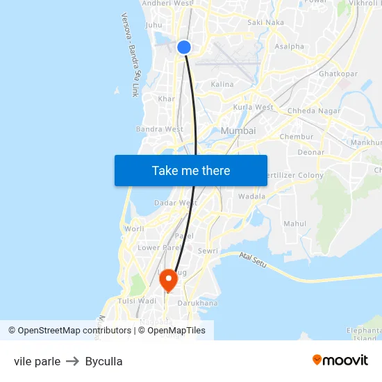vile parle to Byculla map