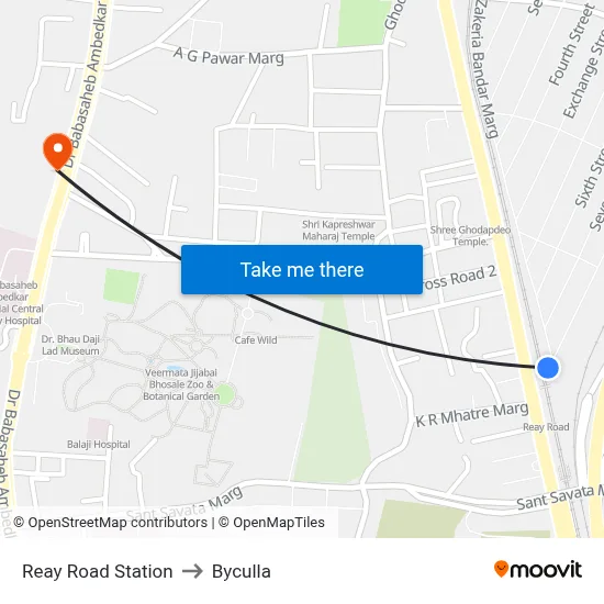 Reay Road Station to Byculla map