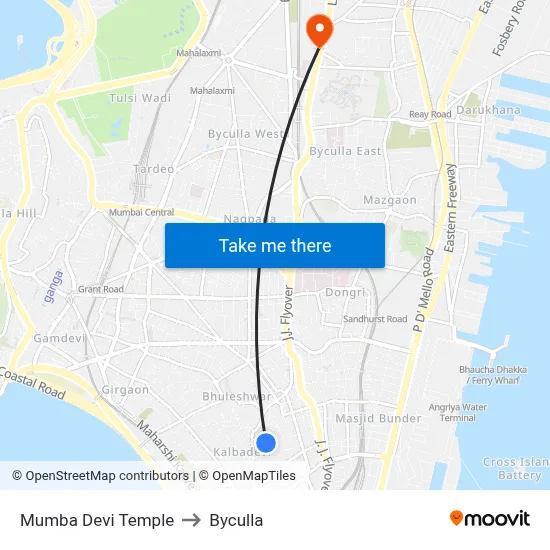 Mumba Devi Temple to Byculla map