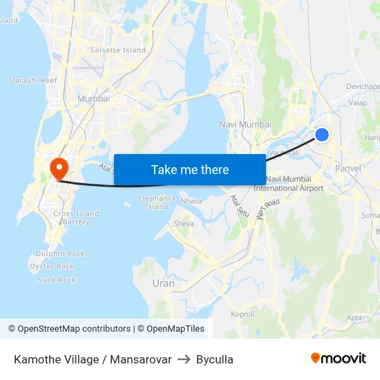 Kamothe Village / Mansarovar to Byculla map