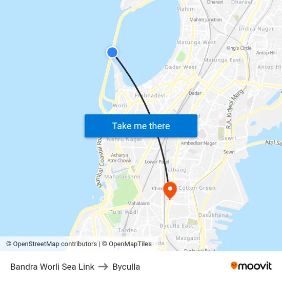 Bandra Worli Sea Link to Byculla map