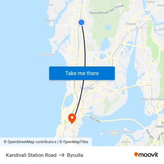 Kandivali Station Road to Byculla map