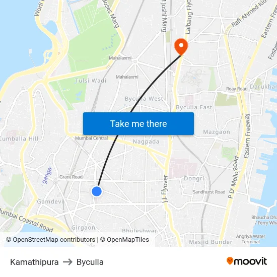 Kamathipura to Byculla map