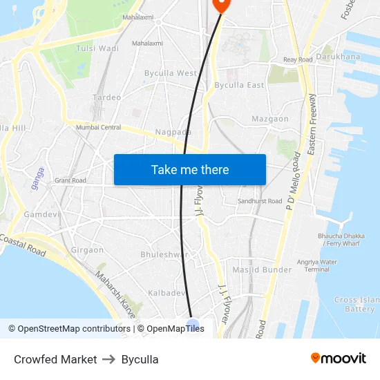 Crowfed Market to Byculla map
