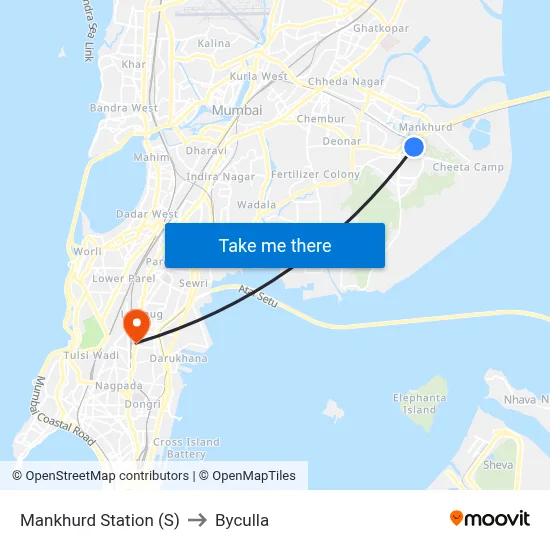 Mankhurd Station (S) to Byculla map