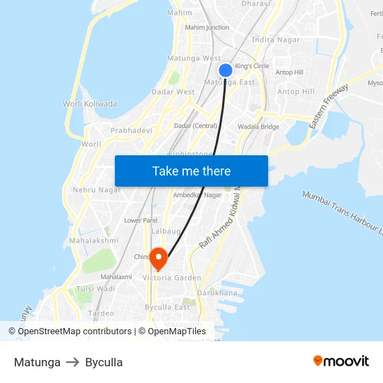 Matunga to Byculla map
