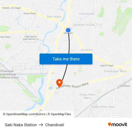 साकी नाका स्टेशन to चांदिवली map