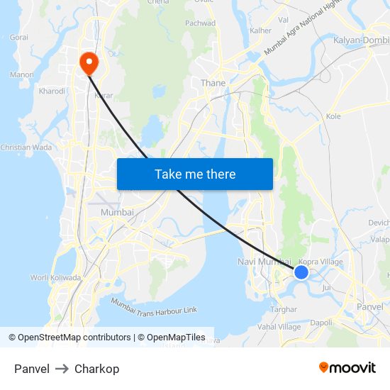 Panvel to Charkop map