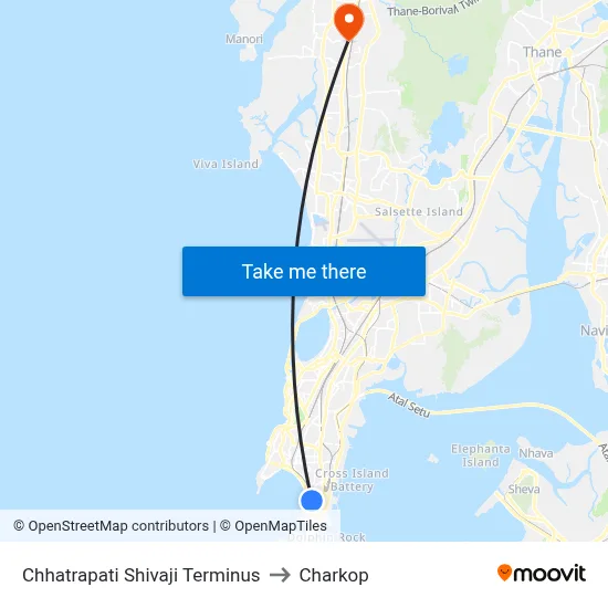 Chhatrapati Shivaji Terminus to Charkop map